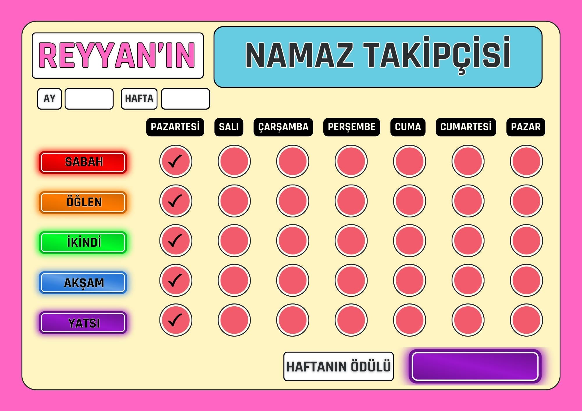 Namaz Takipçisi İkili (2 Namaz Çizelgesi) 