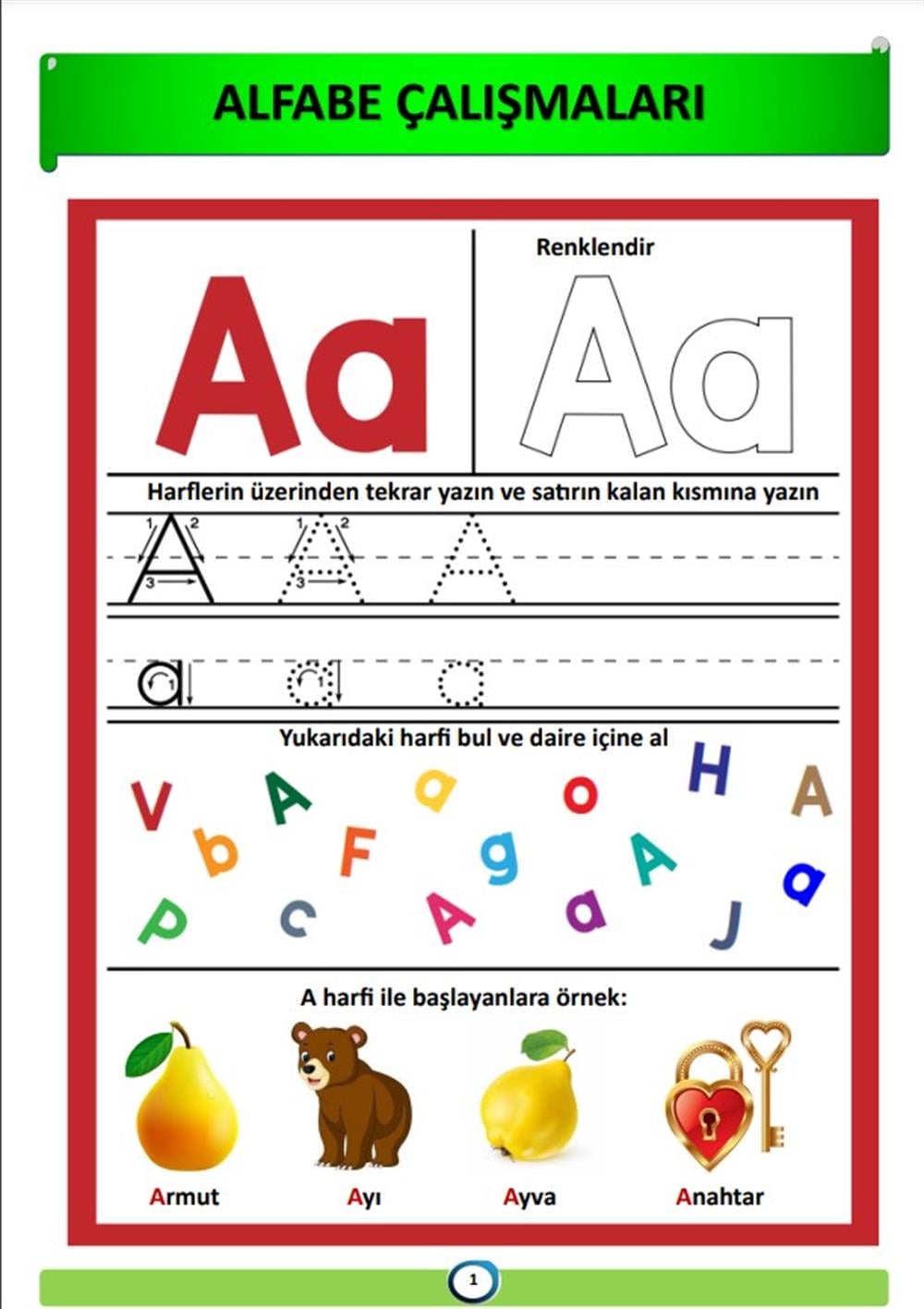 Okul Öncesi Alfabe Sayı Çalışması YAZ-Sil Kitabı