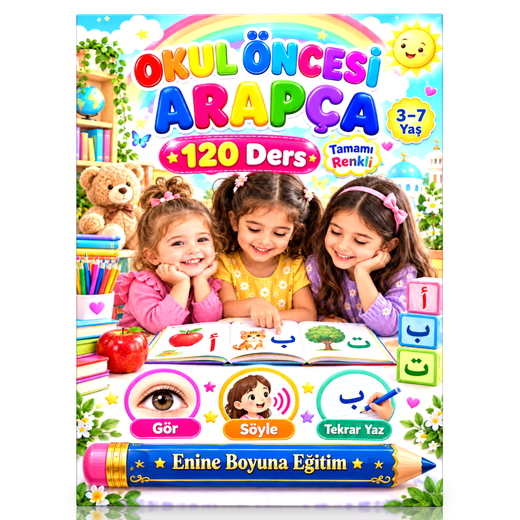 Okul Öncesi Arapça Öğrenme Kitabı | 3–7 Yaş | 120 Ders | Tamamı Renkli