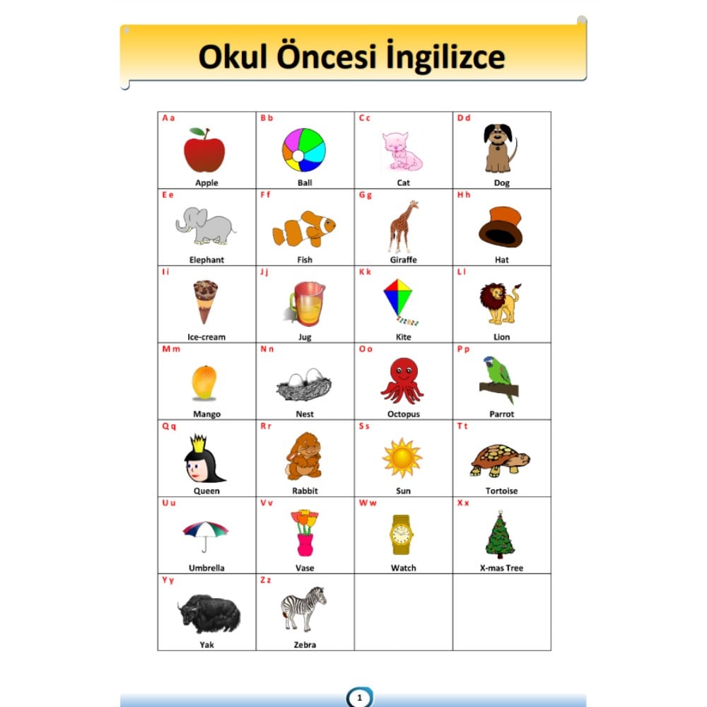 Okul Öncesi İngilizce Eğitim Seti (PDF Kitap)