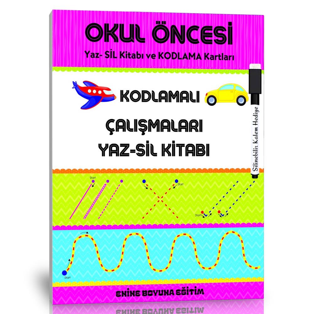 Okul Öncesi Kodlamalı Çizgi Çalışmaları YAZ-SİL Kitabı