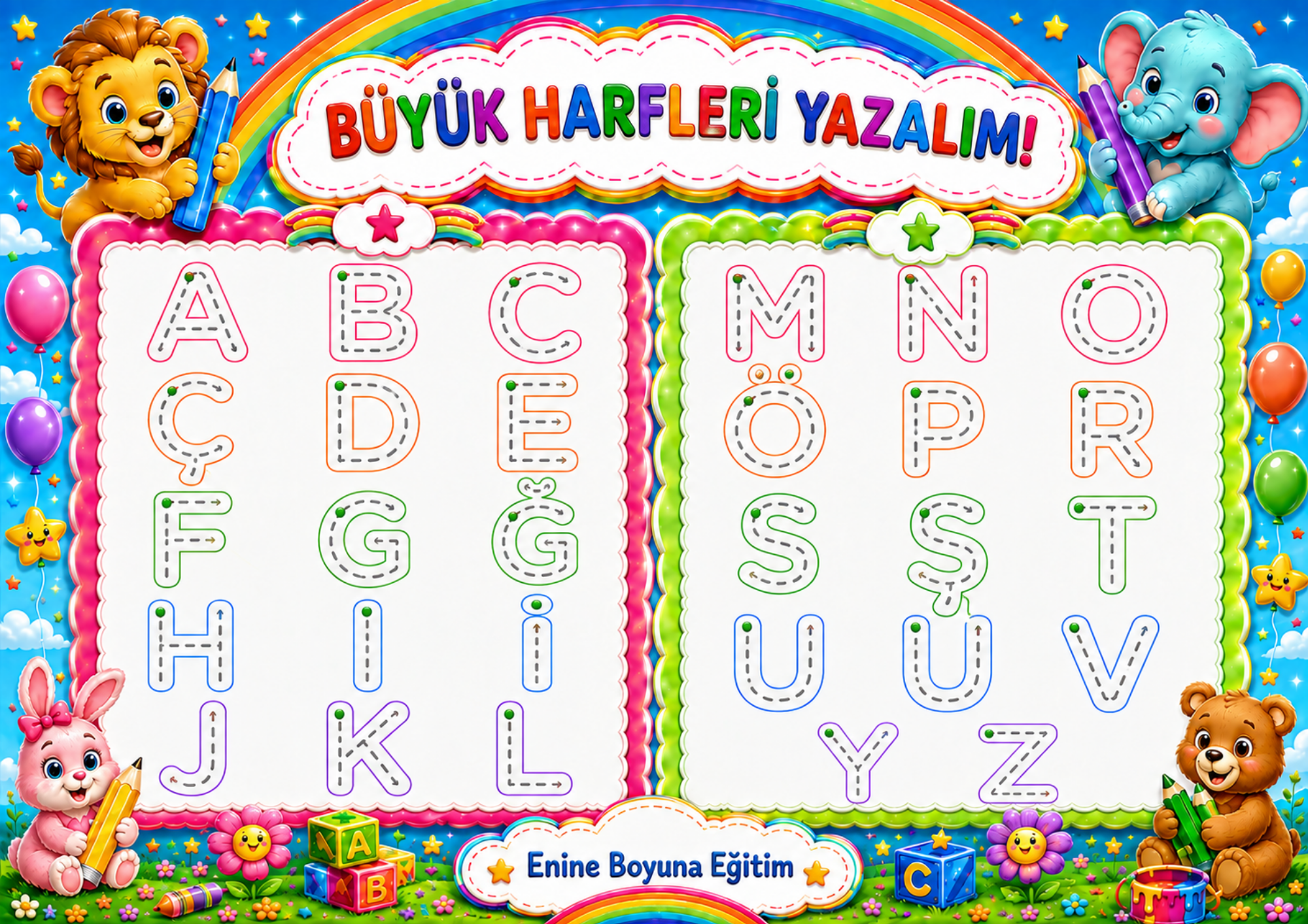 OKUL ÖNCESİ PANOSU – A3 BÜYÜK BOY YAZ-SİL EĞİTİM SETİ