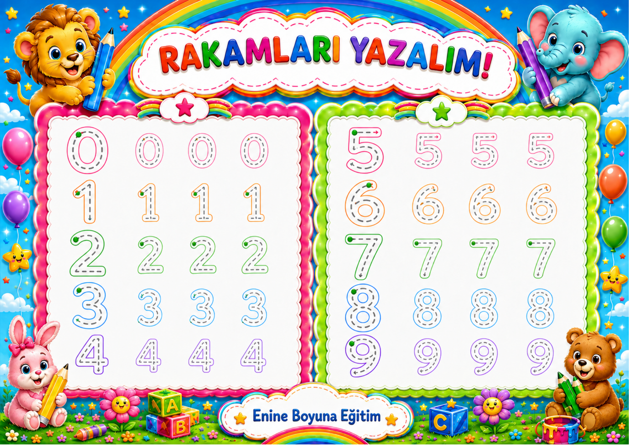 OKUL ÖNCESİ PANOSU – A3 BÜYÜK BOY YAZ-SİL EĞİTİM SETİ