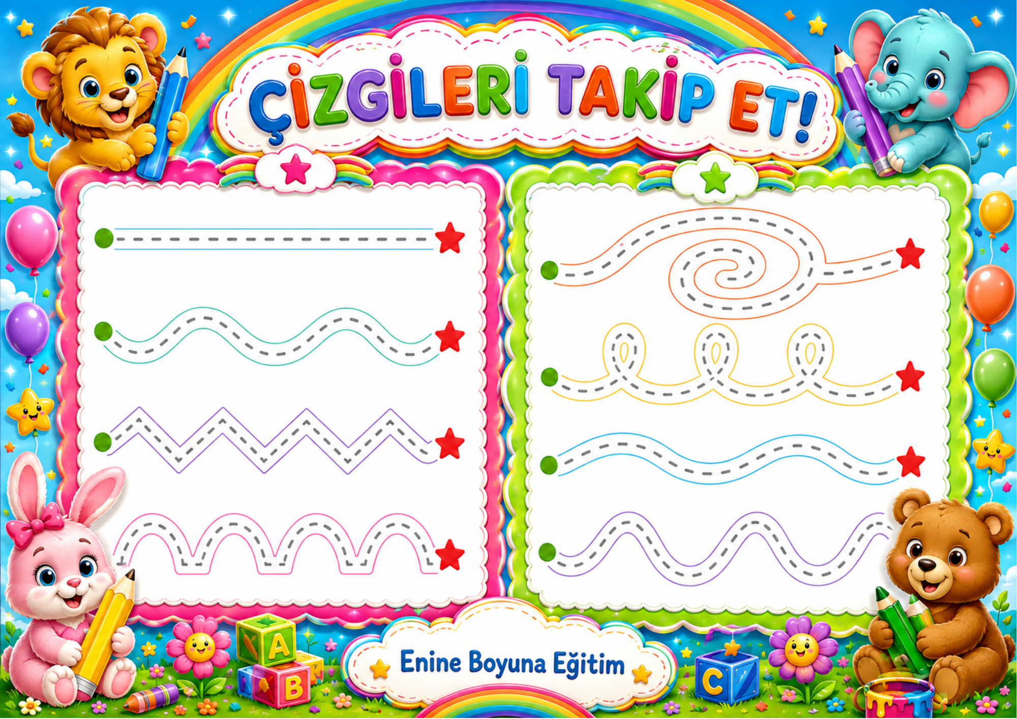 OKUL ÖNCESİ PANOSU – A3 BÜYÜK BOY YAZ-SİL EĞİTİM SETİ