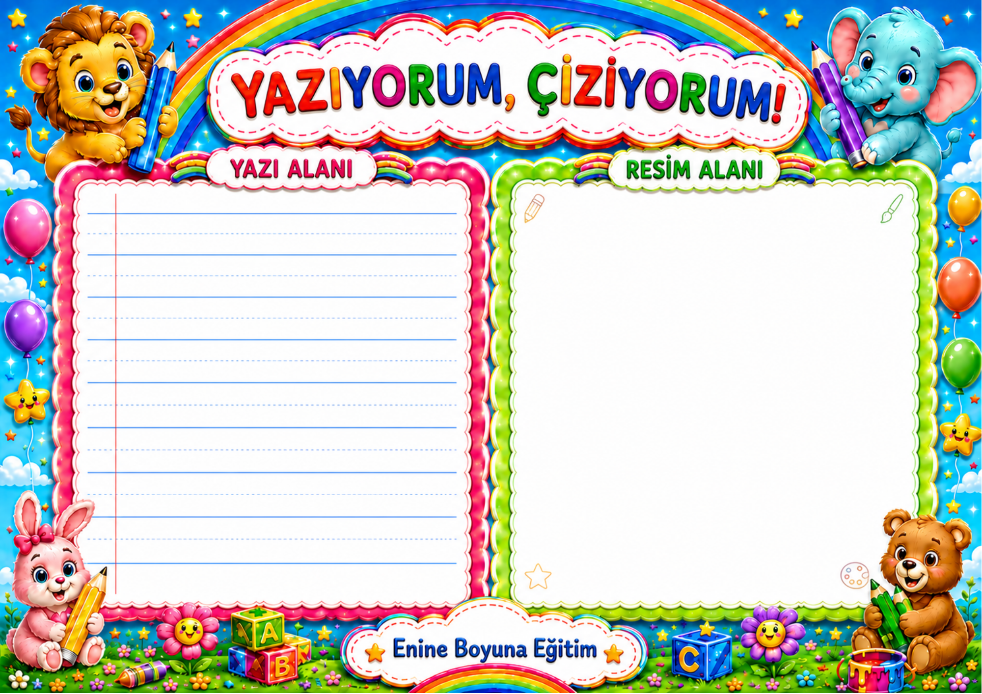 OKUL ÖNCESİ PANOSU – A3 BÜYÜK BOY YAZ-SİL EĞİTİM SETİ