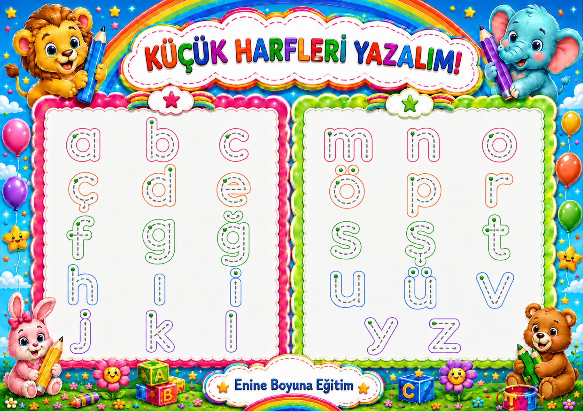 OKUL ÖNCESİ PANOSU – A3 BÜYÜK BOY YAZ-SİL EĞİTİM SETİ