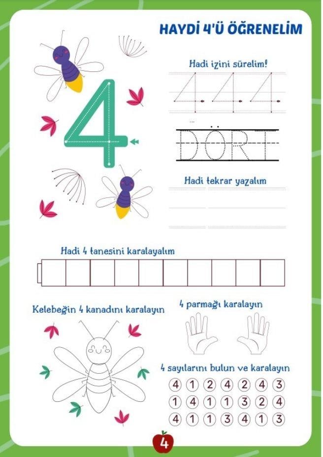 Okul Öncesi Sayılar YAZ-SİL Kitabı (Türkçe-İngilizce)