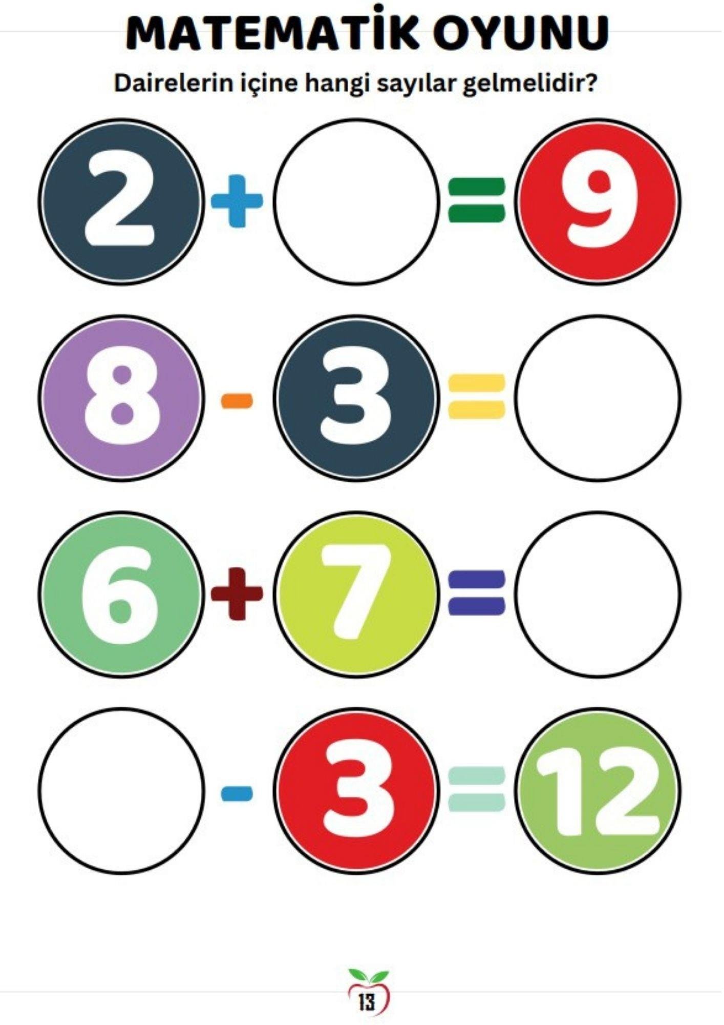 Okul Öncesi ve 1.2. Sınıflar Matematik Oyunu Yaz-SİL Kitabı