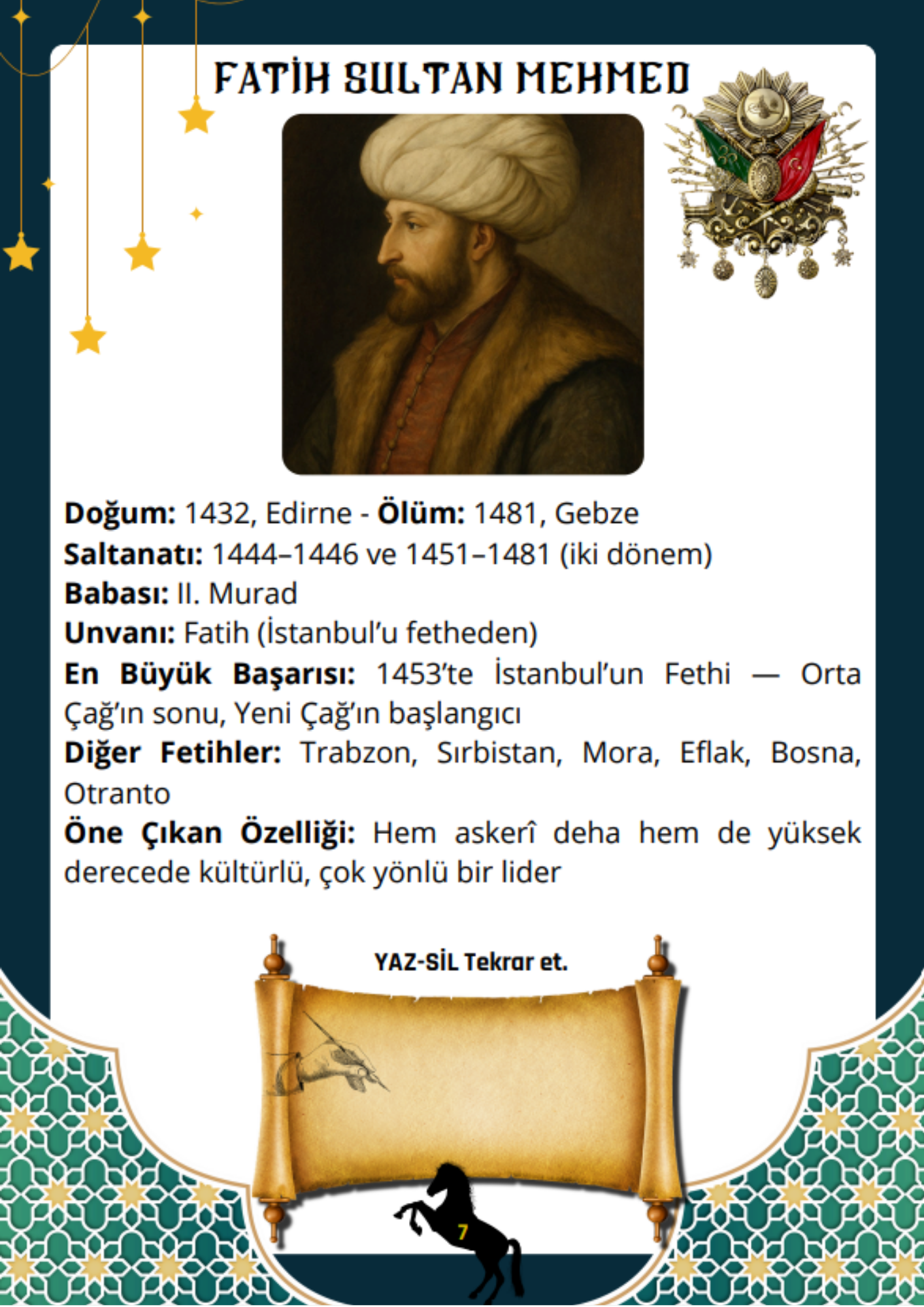 Osmanlı Padişahları Albümü YAZ-SİL Öğren