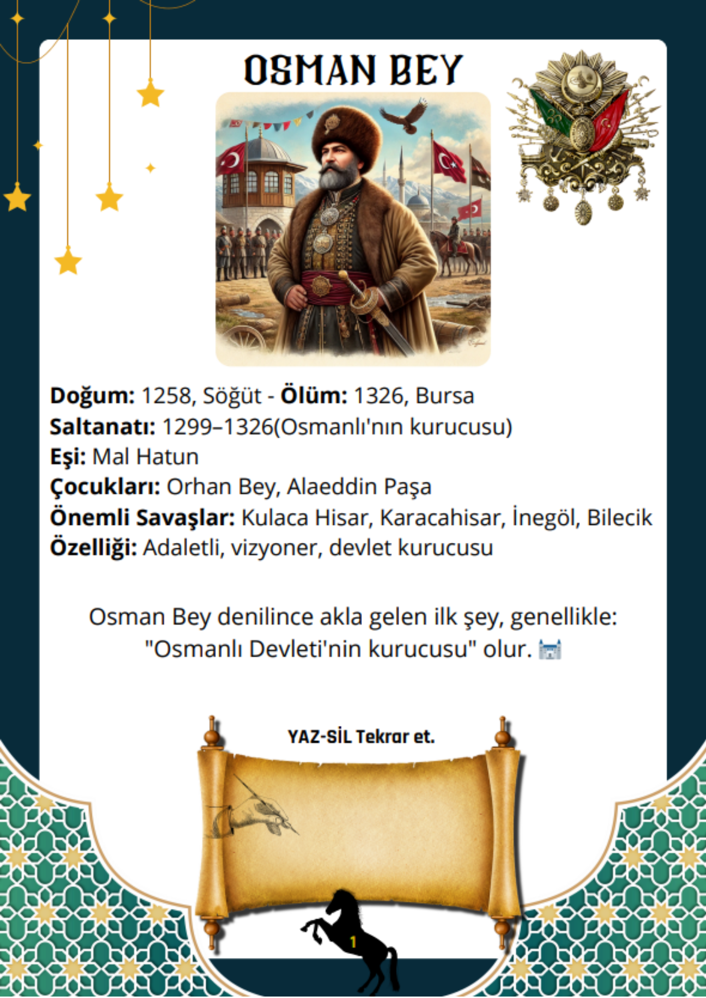 Osmanlı Padişahları Albümü YAZ-SİL Öğren