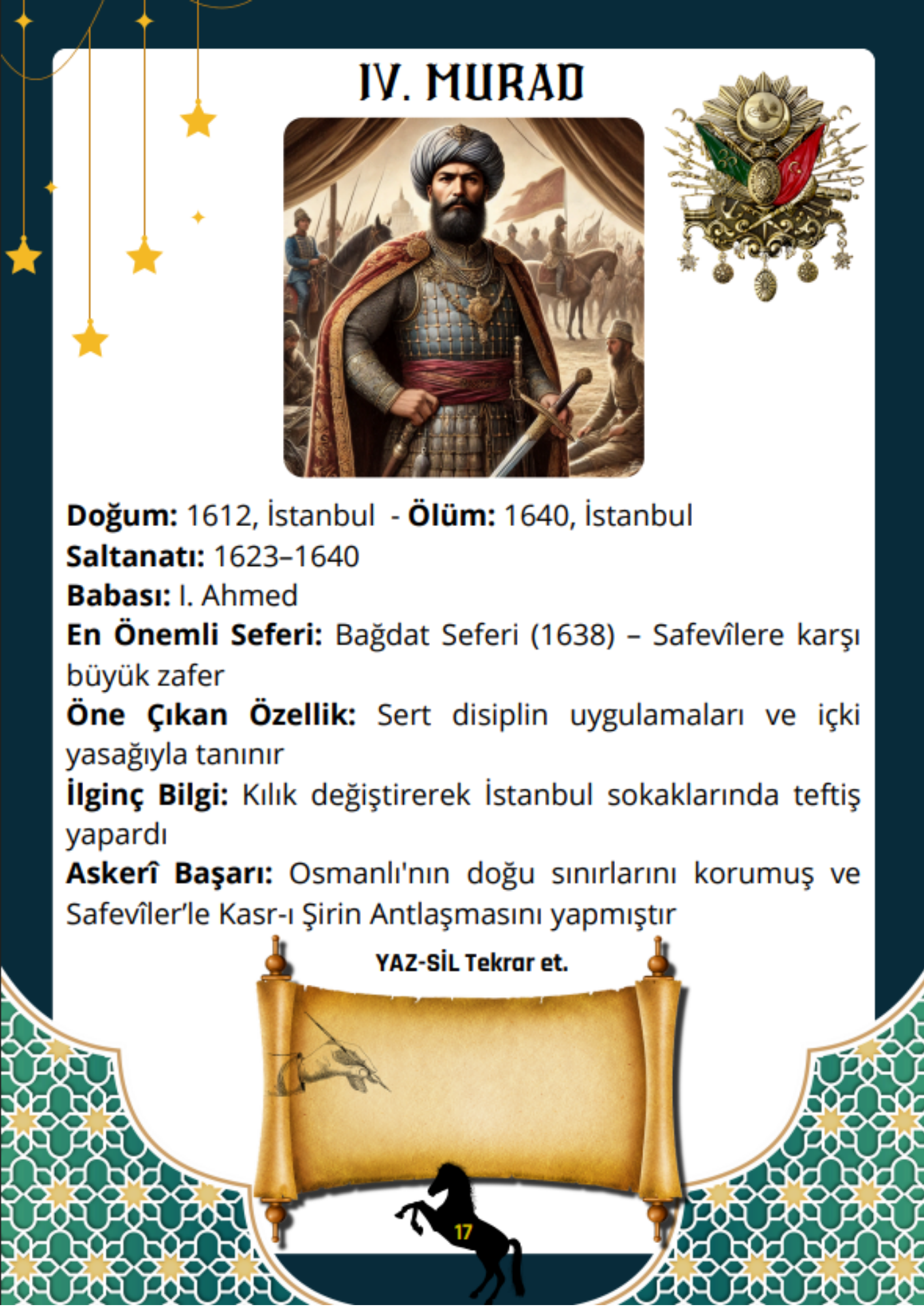 Osmanlı Padişahları Albümü YAZ-SİL Öğren