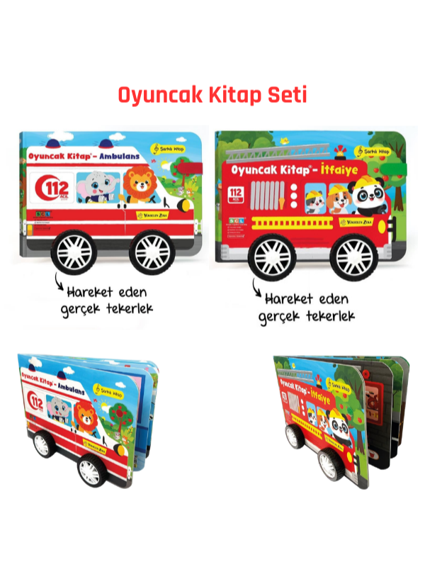 Oyuncak Kitap Seti (2 Kitap – Ambulans & İtfaiye) (Gerçek Tekerlekli)