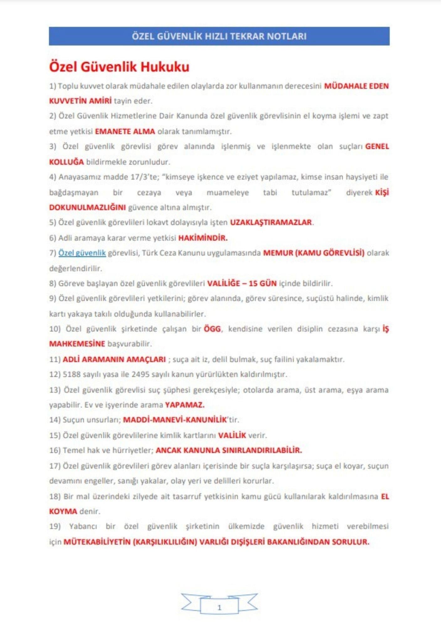 Özel Güvenlik Eğitim Seti (Silahlı)