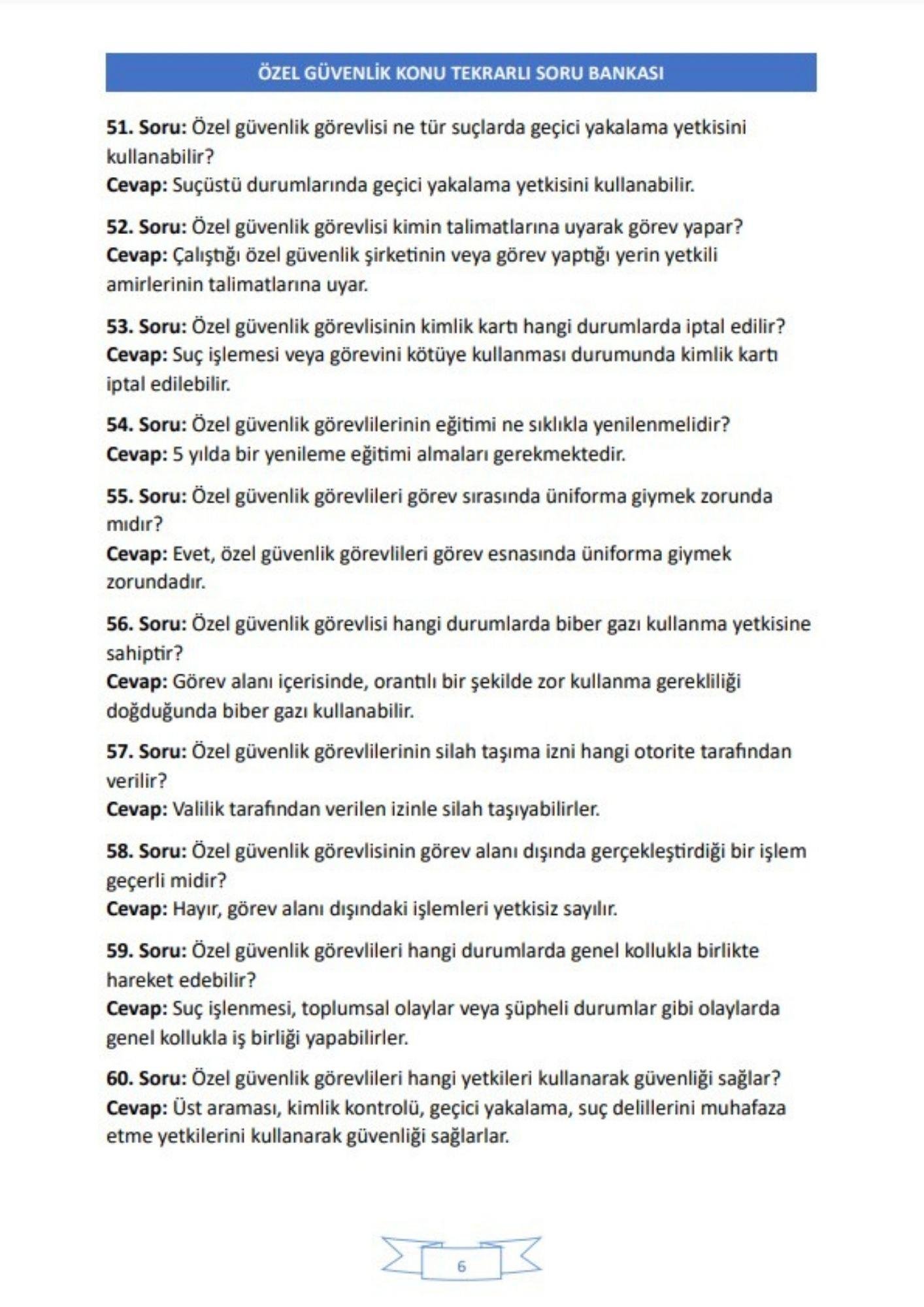 Özel Güvenlik Soru-Cevap Kitabı (1000 Soru)