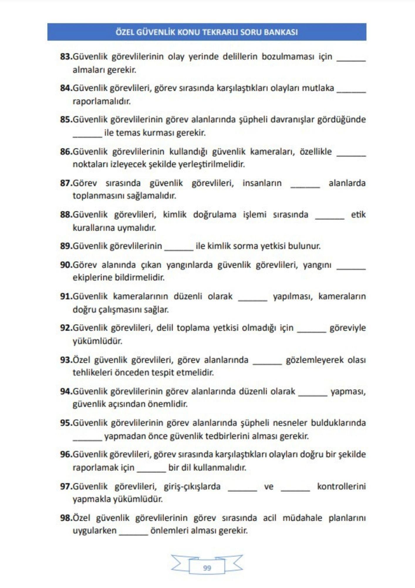 Özel Güvenlik Soru-Cevap Kitabı (1000 Soru)