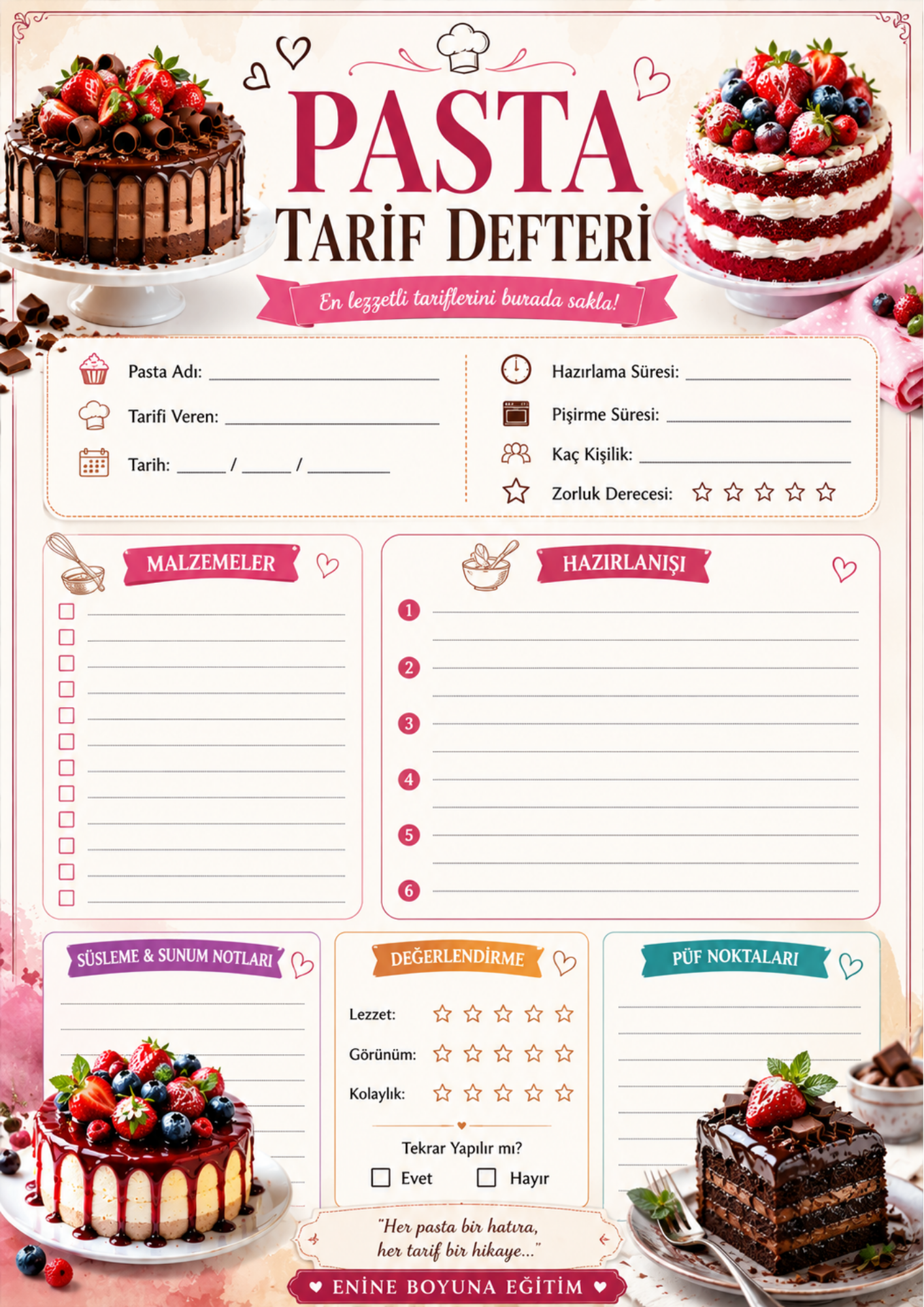 PASTA TARİFLERİ DEFTERİ
