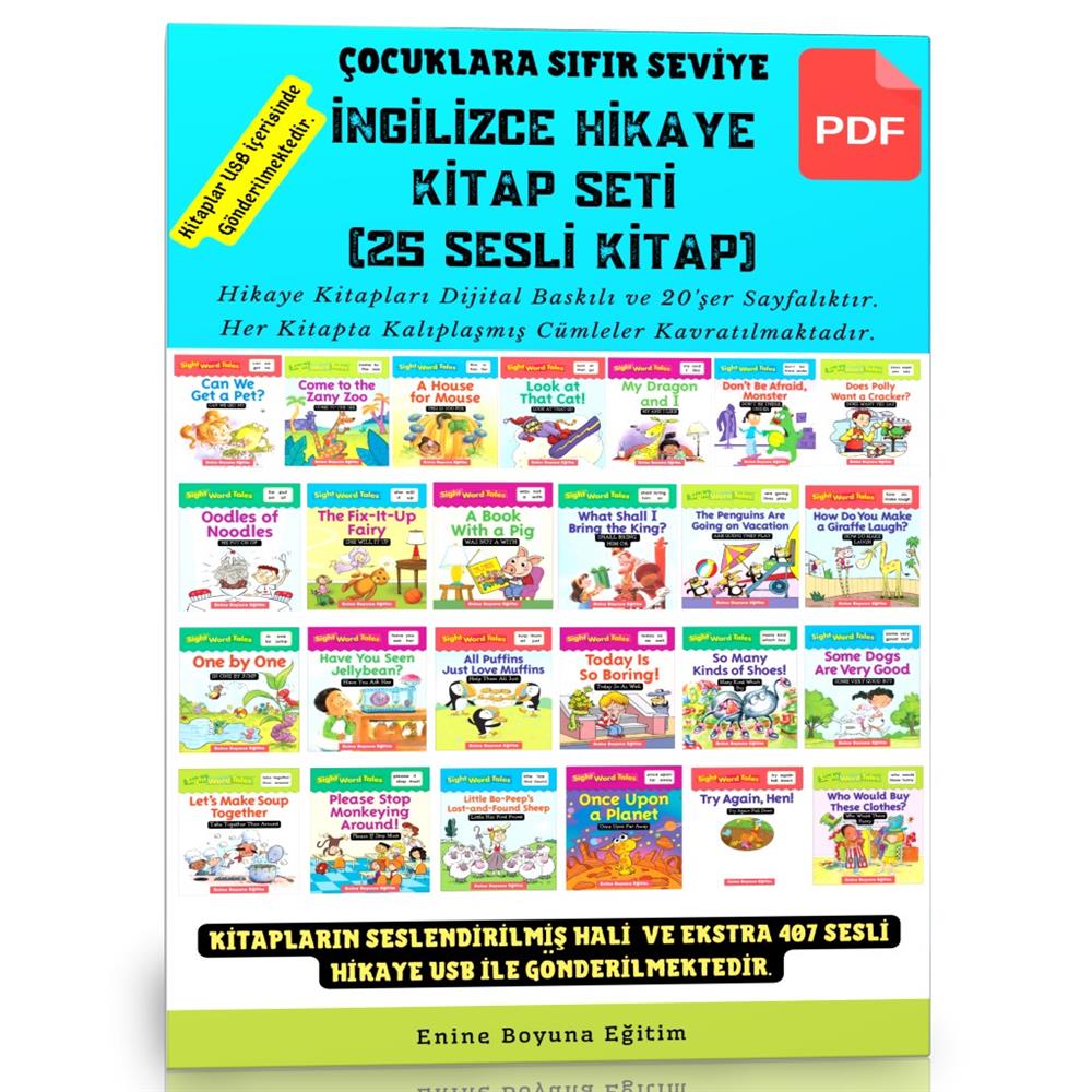 PDF İngilizce Hikaye Kitap Seti (25 Siyah Beyaz - Sesli Kitap)