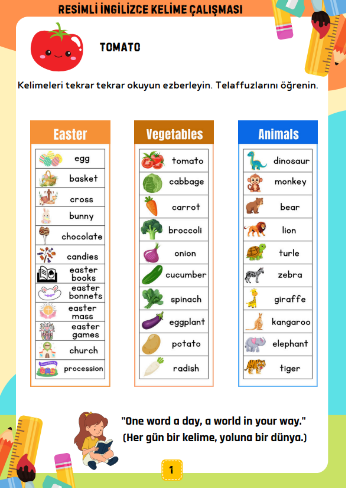 Resimli İngilizce Kelime Öğrenme YAZ-SİL Kitabı (400 Temel Kelime) 