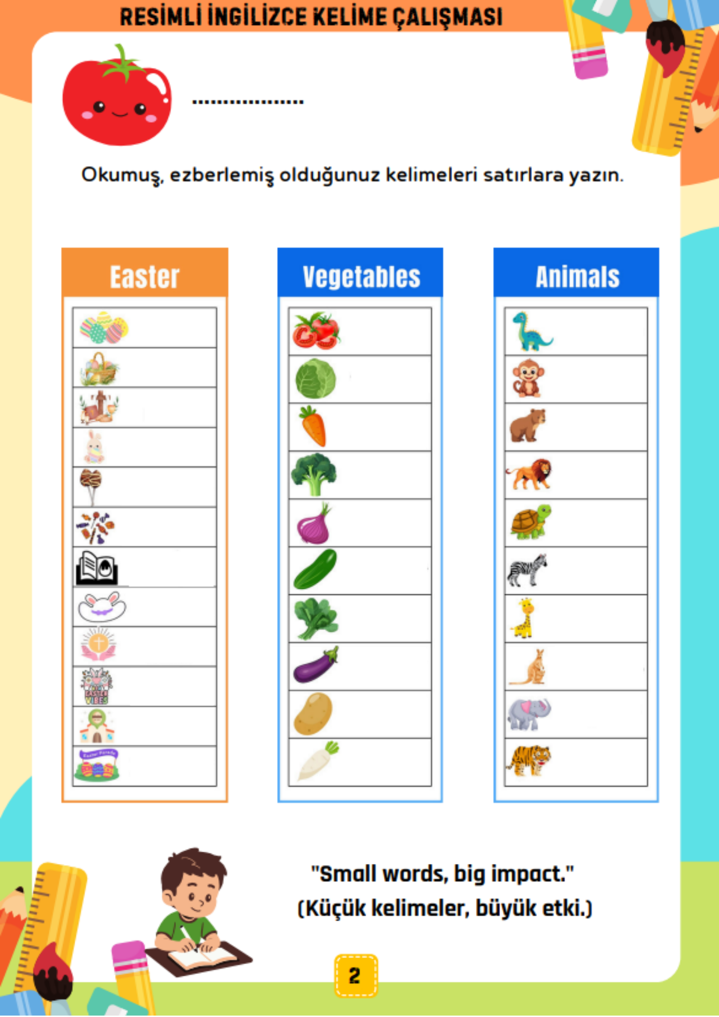 Resimli İngilizce Kelime Öğrenme YAZ-SİL Kitabı (400 Temel Kelime) 