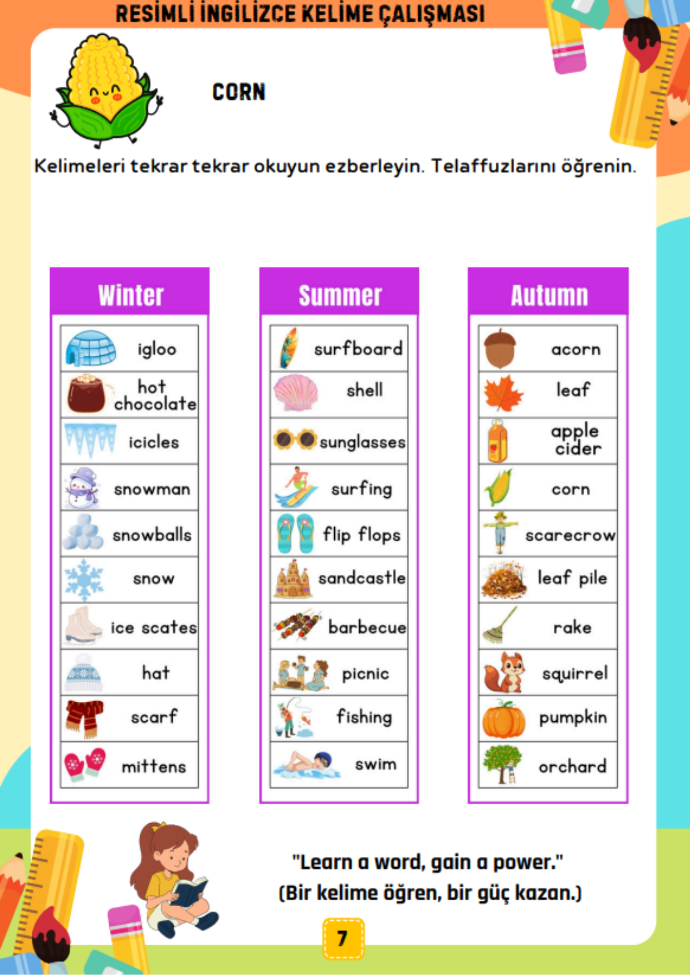 Resimli İngilizce Kelime Öğrenme YAZ-SİL Kitabı (400 Temel Kelime) 