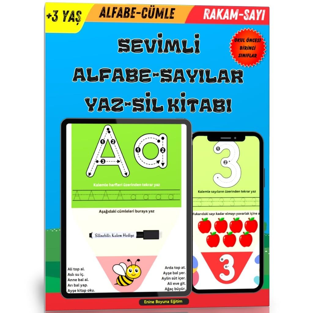 Sevimli Alfabe-Sayılar YAZ-SİL Kitabı 