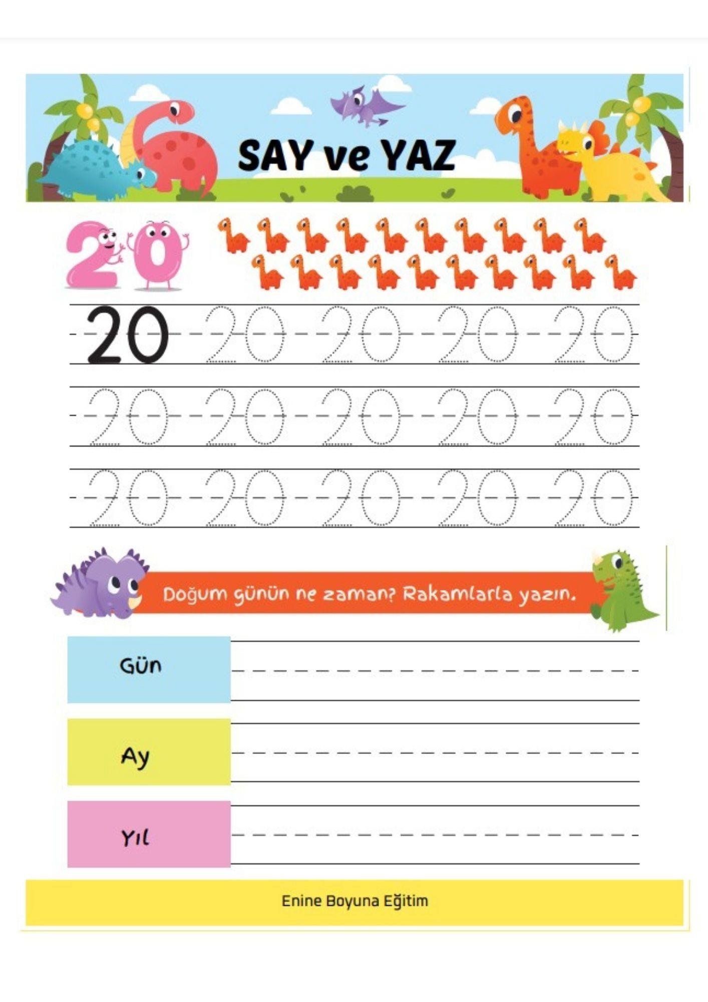 Sevimli Dinom Matematik YAZ-SİL Kitabı