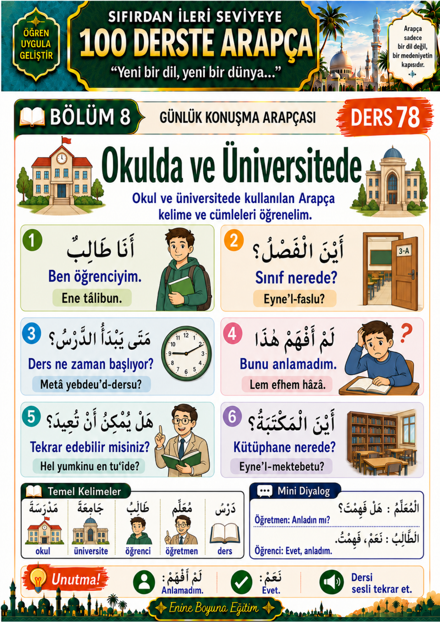 SIFIRDAN İLERİ SEVİYEYE 120 DERSTE ARAPÇA Öğreten Kitap