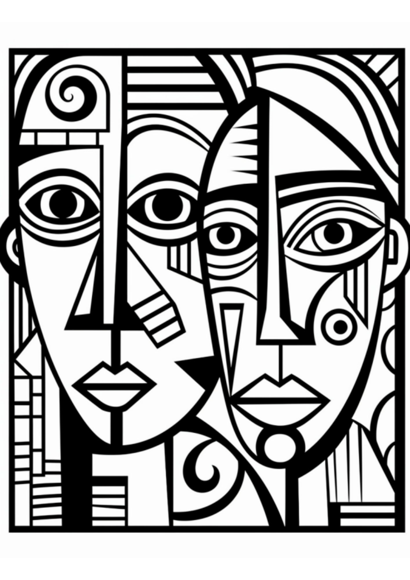 Soyut Yüzler Boyama Kitabı – Abstract Faces (50 Özgün Boyama)