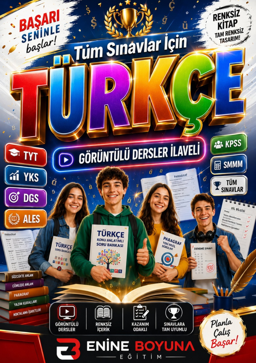 TÜM SINAVLAR İÇİN TÜRKÇE (RENKSİZ İÇERİK) – GÖRÜNTÜLÜ DERSLER İLAVELİ DEV KAYNAK!