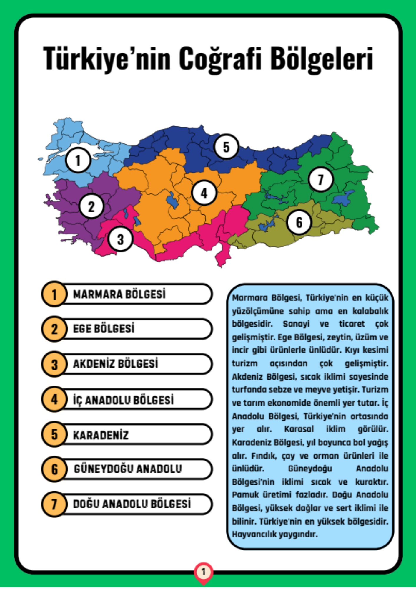 Türkiye'nin Coğrafi Bölgeleri Öğreten YAZ-SİL Kitabı
