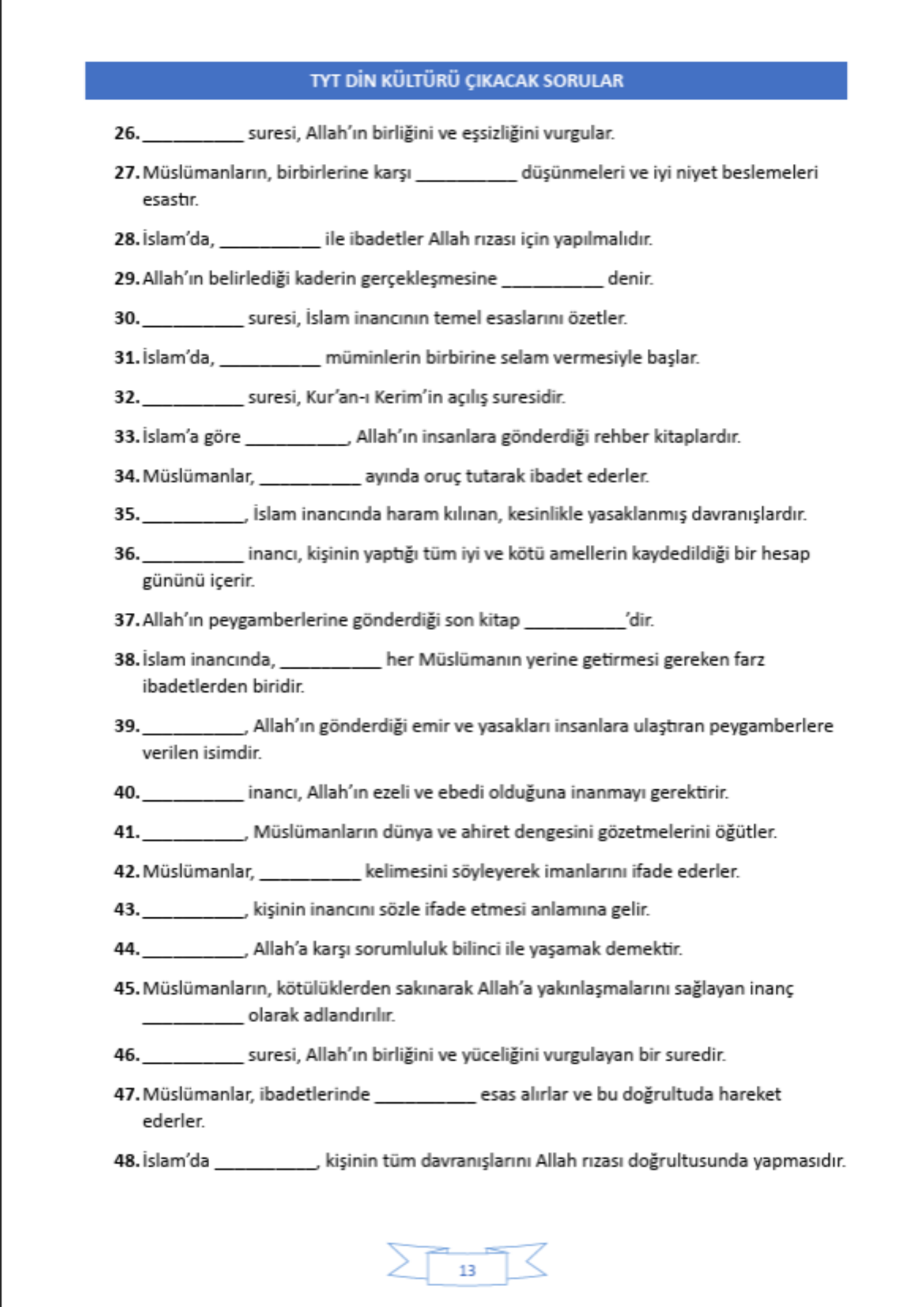 TYT Din Kültürü ve Ahlak Bilgisi PDF Eğitim Seti 