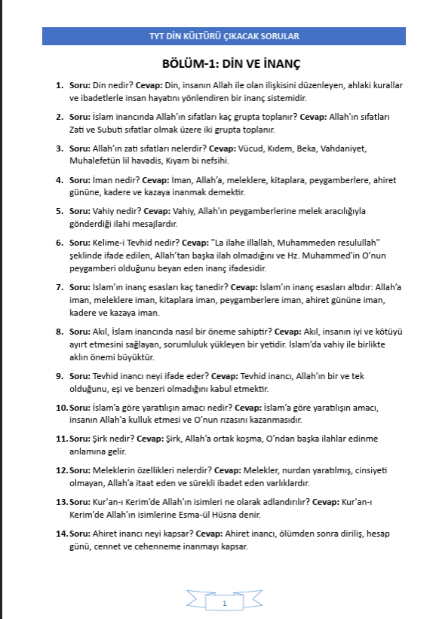 TYT Din Kültürü ve Ahlak Bilgisi PDF Eğitim Seti 
