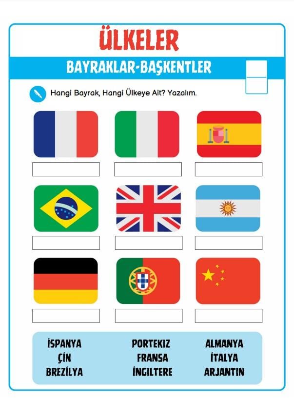Ülke Bayrakları Yaz-Sil Kitabı (Herkes İçin)