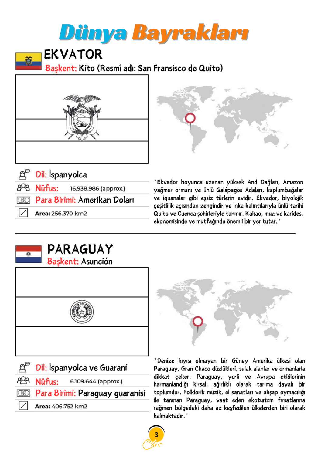 ÜLKELER ve BAYRAKLARI BOYAMA KİTABI (TÜM ÜLKELER)