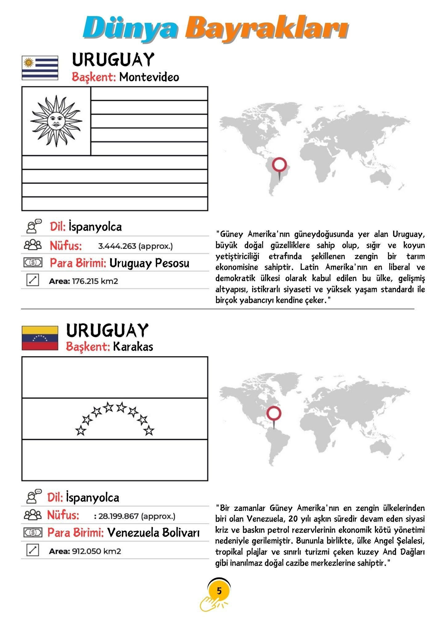 Ülkeleri ve Bayrakları Öğreten Boyama Kitabı 