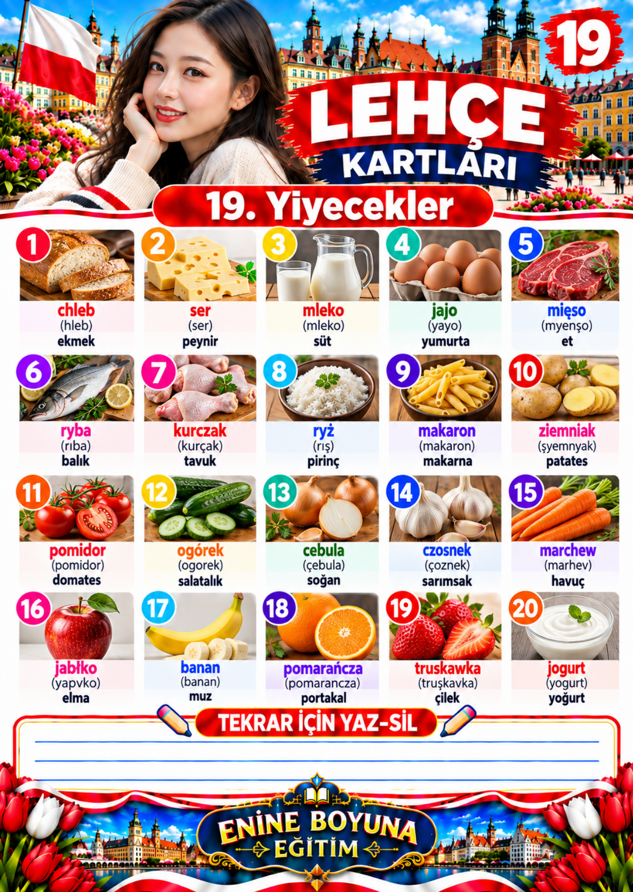 YAZ-SİL ÖZELLİKLİ, LAMİNE EDİLMİŞ LEHÇE DİL KARTLARI