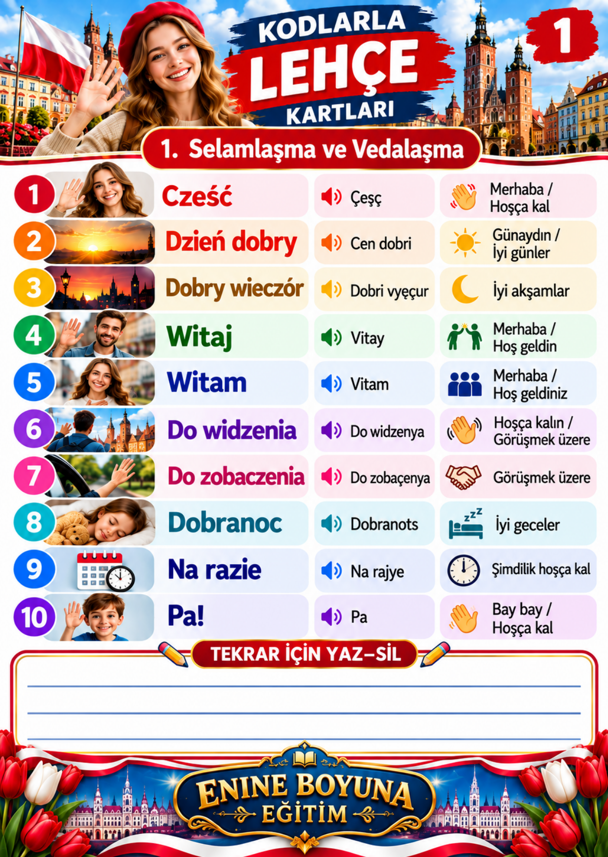 YAZ-SİL ÖZELLİKLİ, LAMİNE EDİLMİŞ LEHÇE DİL KARTLARI