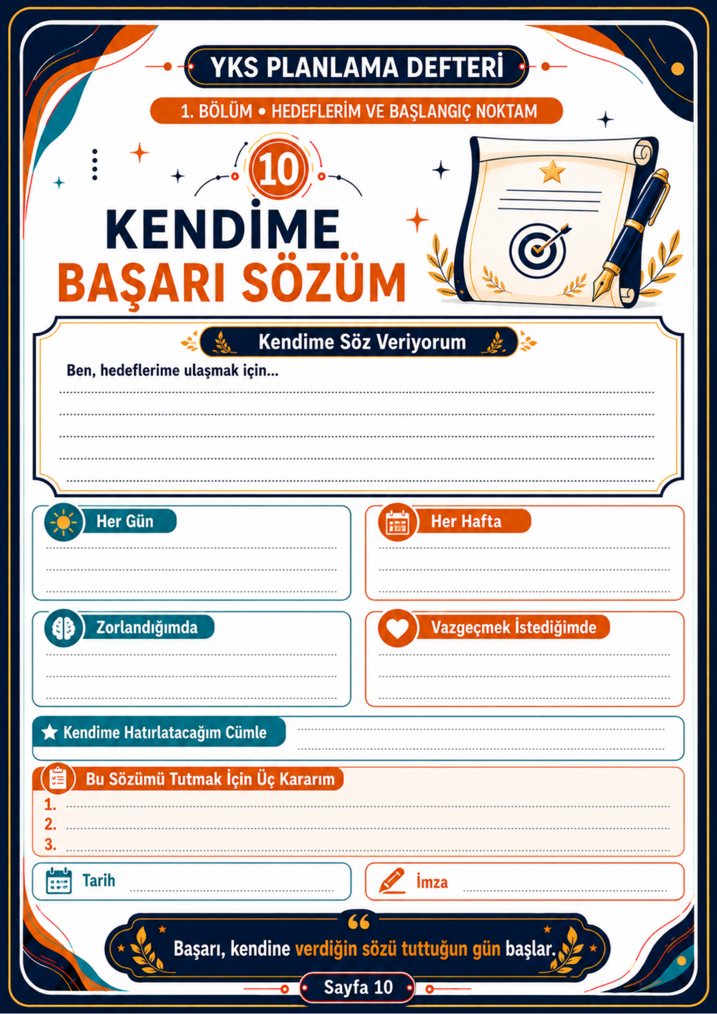 YKS Planlama Defteri – TYT, AYT ve YDT İçin 100 Sayfalık Çalışma Planlayıcısı