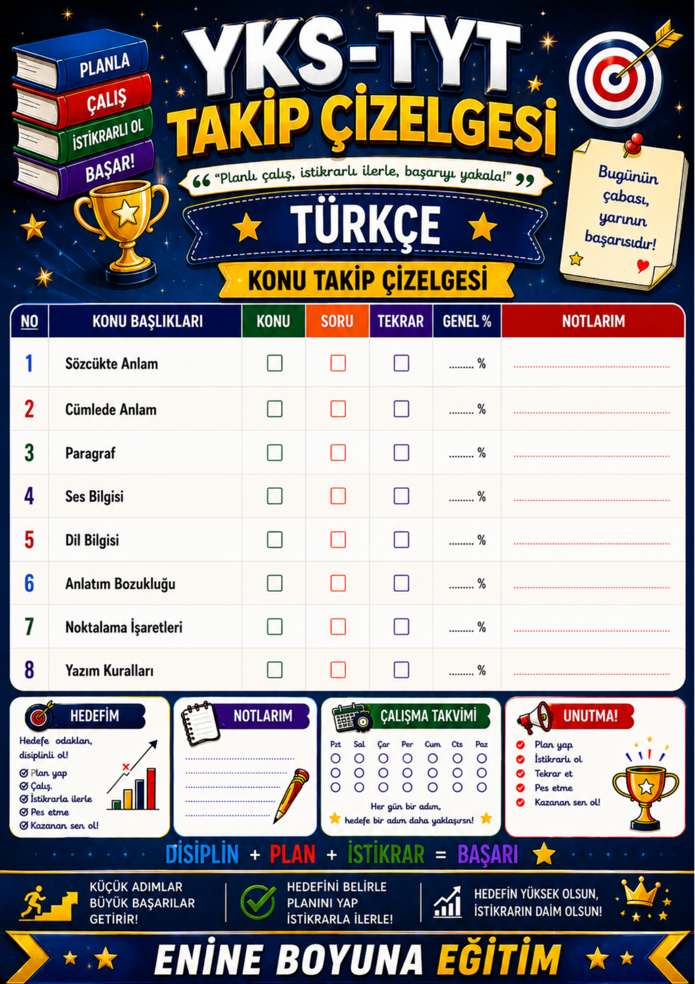 YKS–TYT Takip Çizelgesi