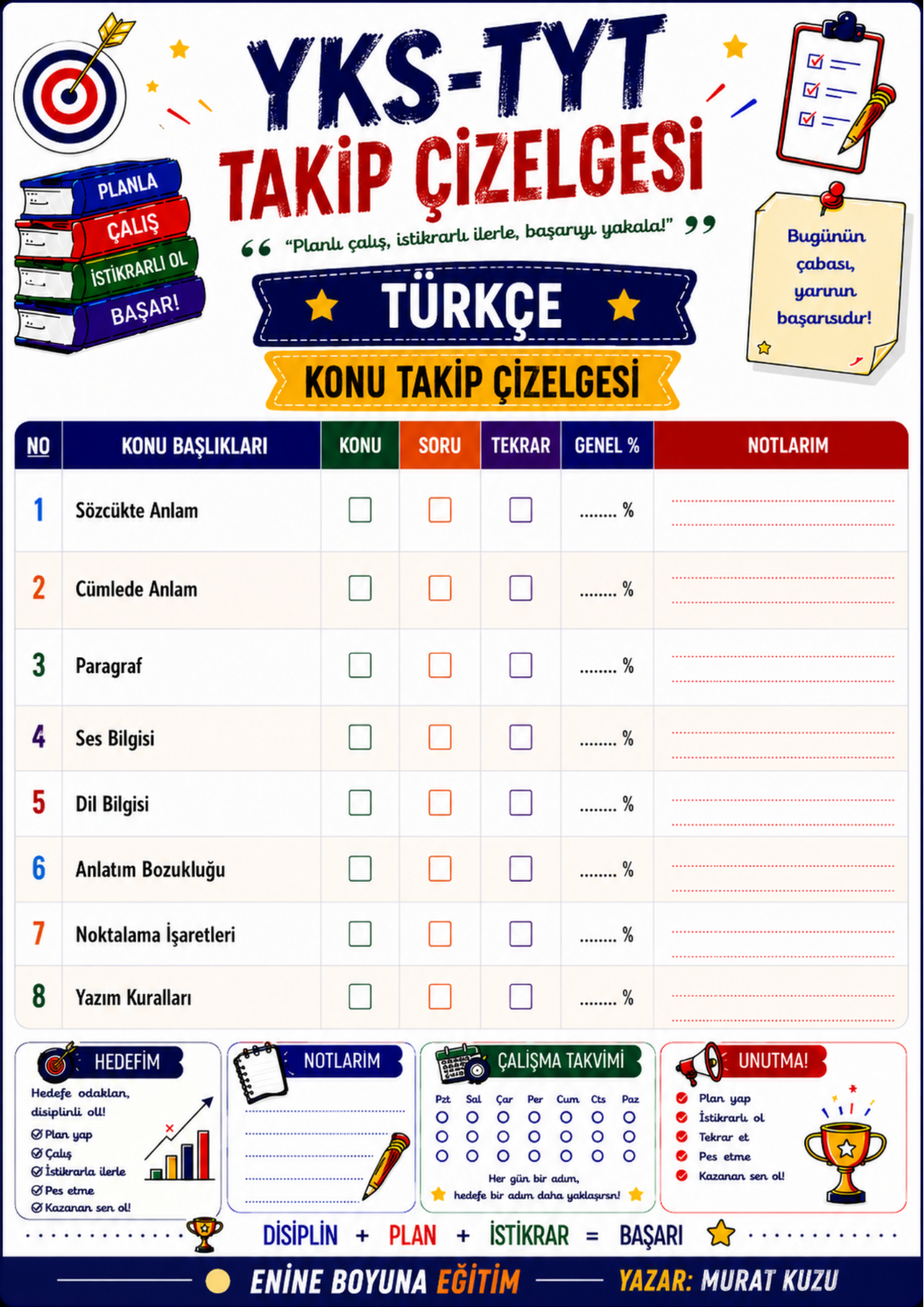 YKS–TYT Takip Çizelgesi