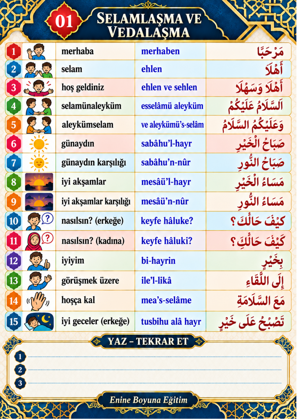 ZİNCİRLİ ARAPÇA DİL KARTLARI