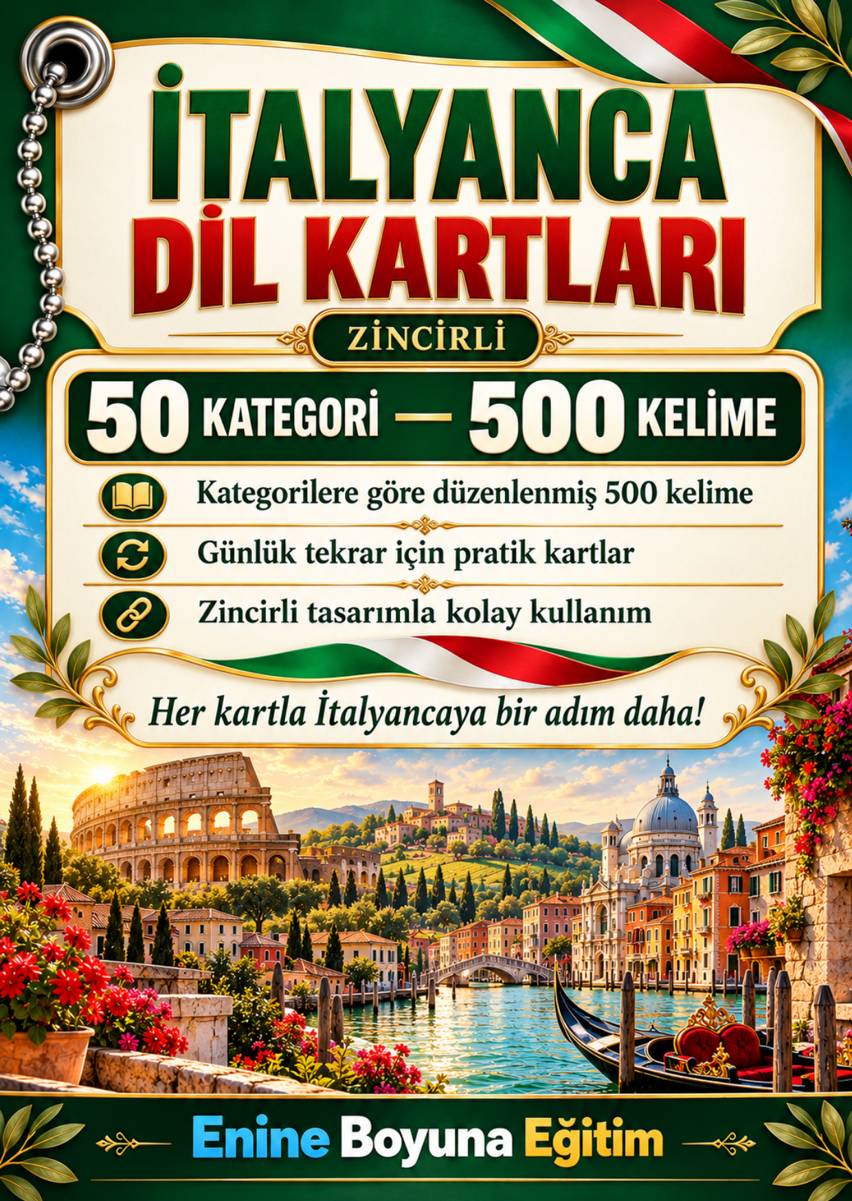 Zincirli İtalyanca Dil Kartları 