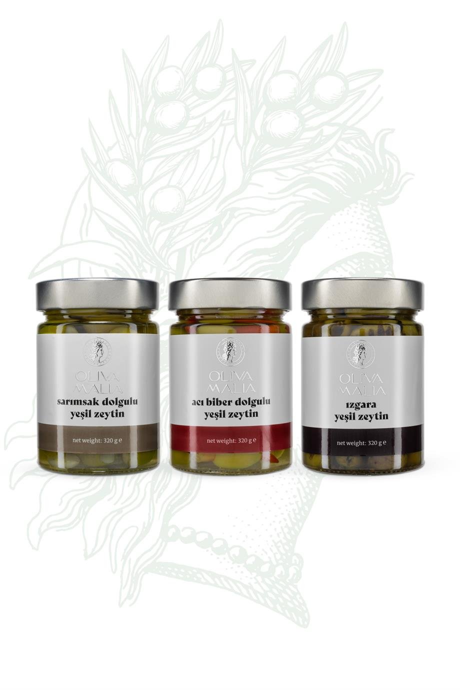 Gurme Lezzetler Dolgulu Yeşil Zeytin Seti(Acı Biber, Sarımsak, Izgara)