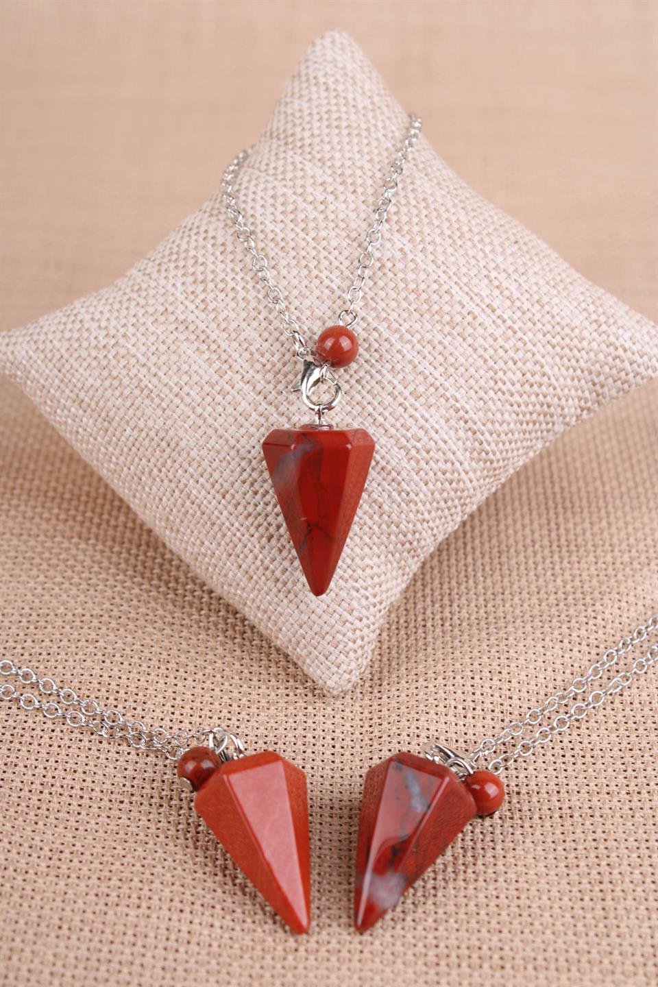 Jasper Kırmızı Doğal Taş Pandül - Sarkaç