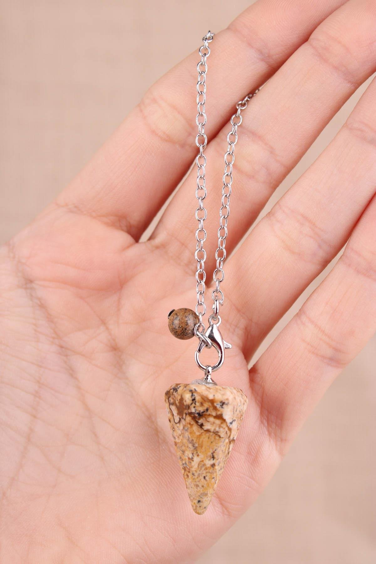 Odun Jasper Doğal Taş Pandül - Sarkaç