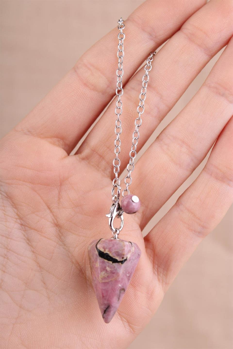 Rodonit Doğal Taş Pandül - Sarkaç