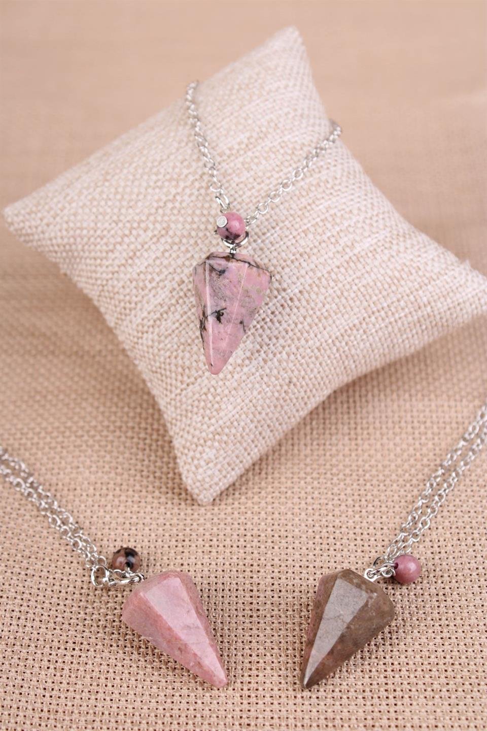 Rodonit Doğal Taş Pandül - Sarkaç