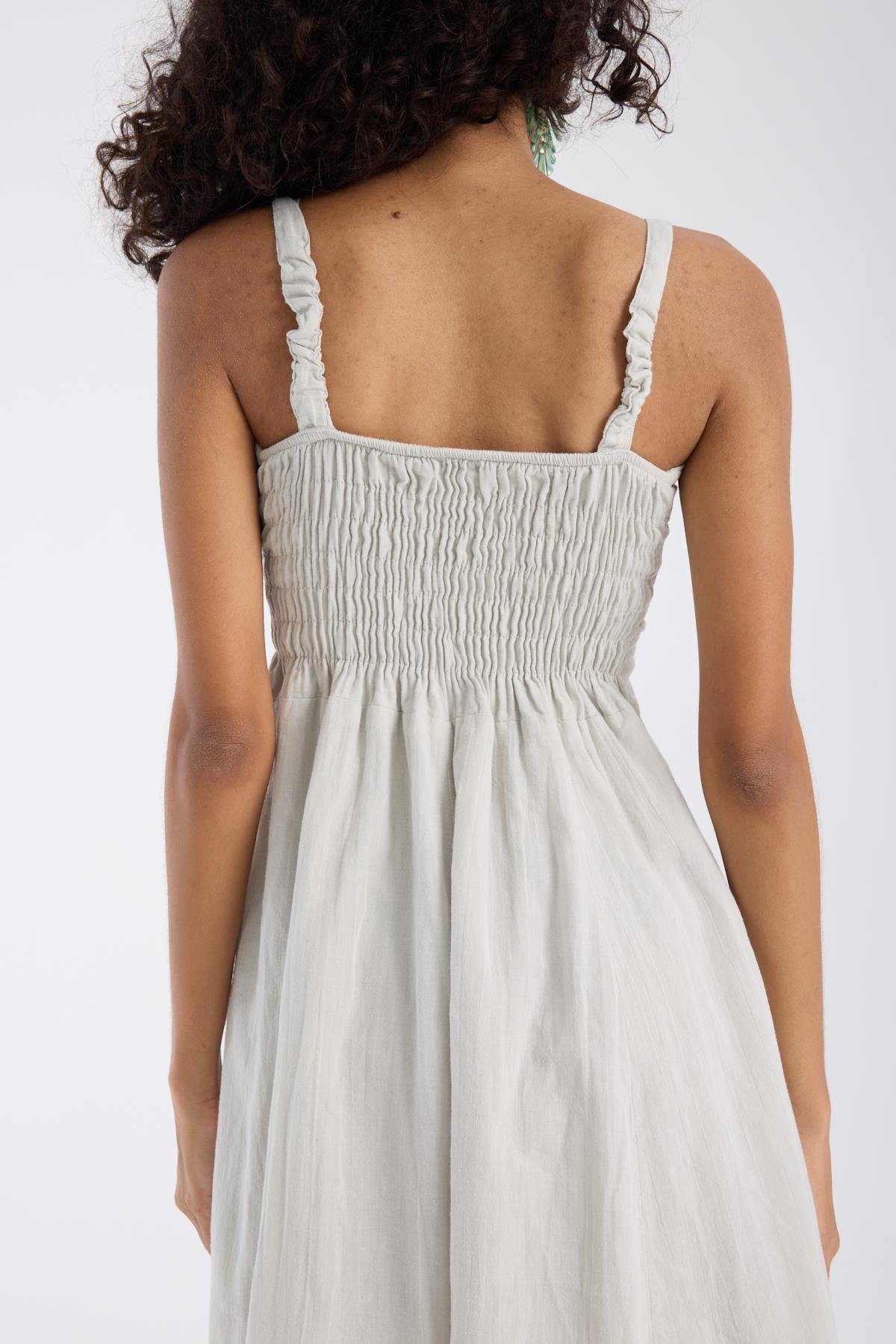 Askılı Kısa Gri Elbise