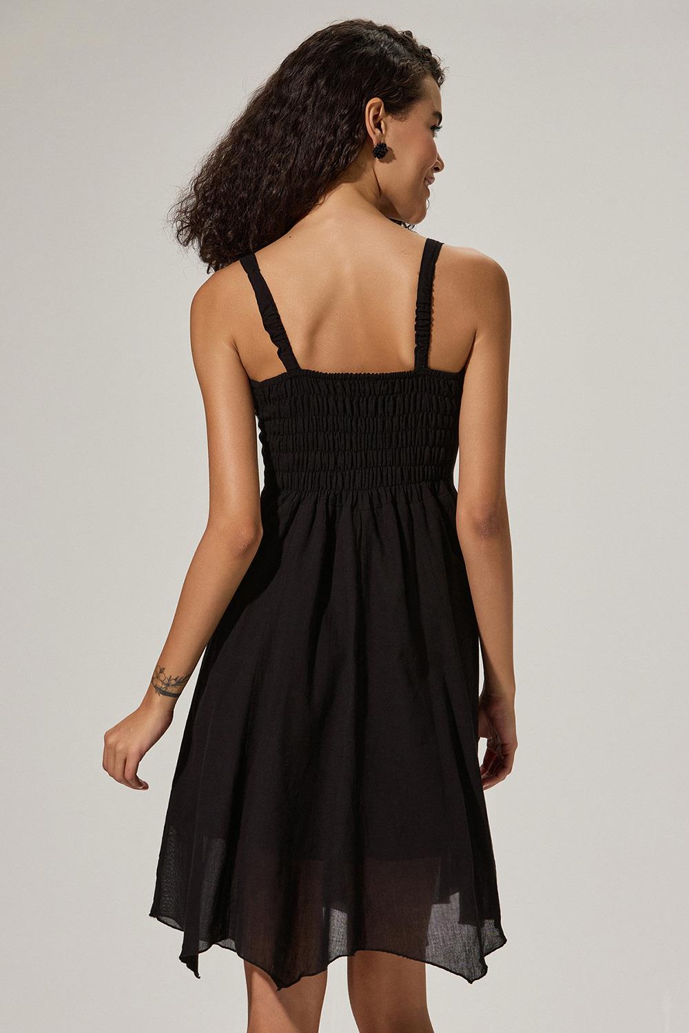 Askılı Kısa Siyah Elbise