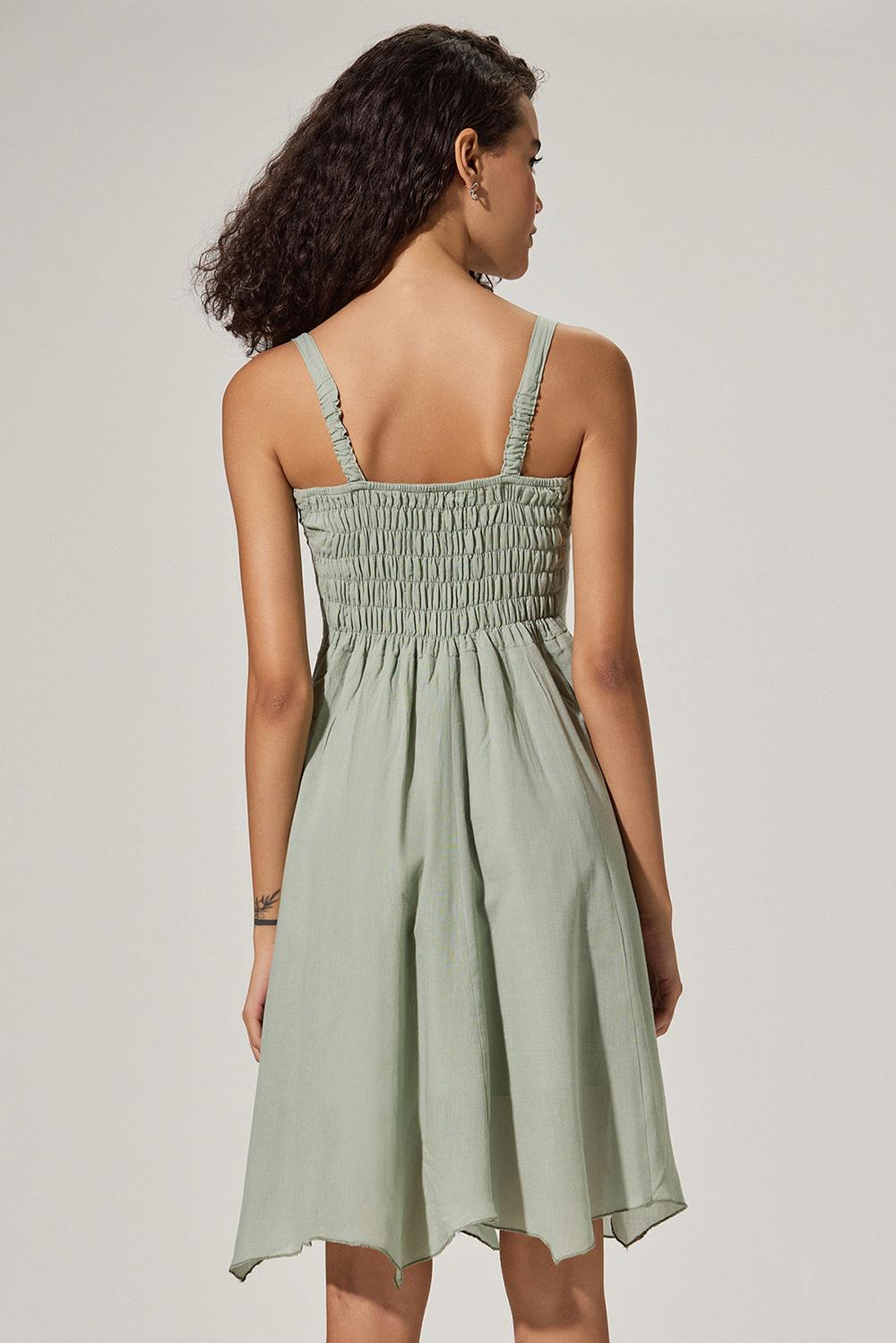 Askılı Kısa Yeşil Elbise